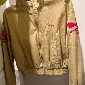 Adidas Beige Jacket with Pink Logo